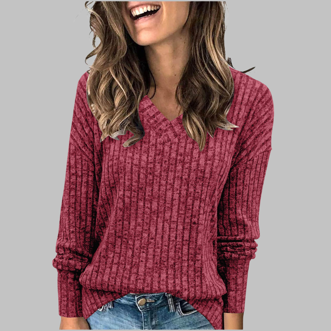 Maribel – Comfy V-Neck Long Sleeve Top