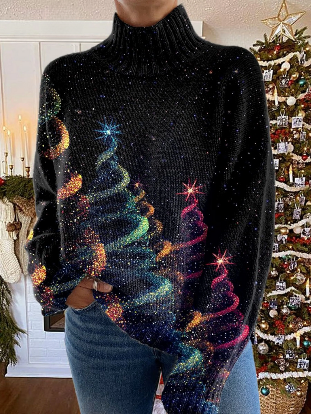 Karolina™ – Stylish jumper with a luxurious Christmas tree print
