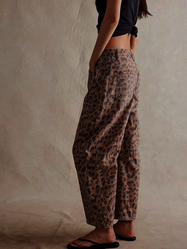 Lianne | Leopard Print Barrel Jeans
