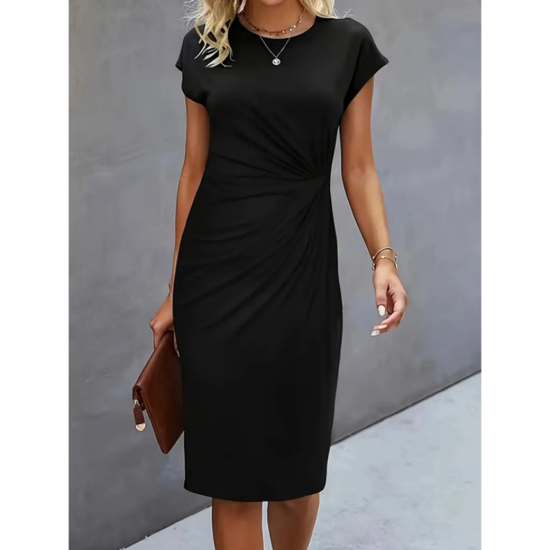 Alicah | Short Sleeve Formal Midi Dress
