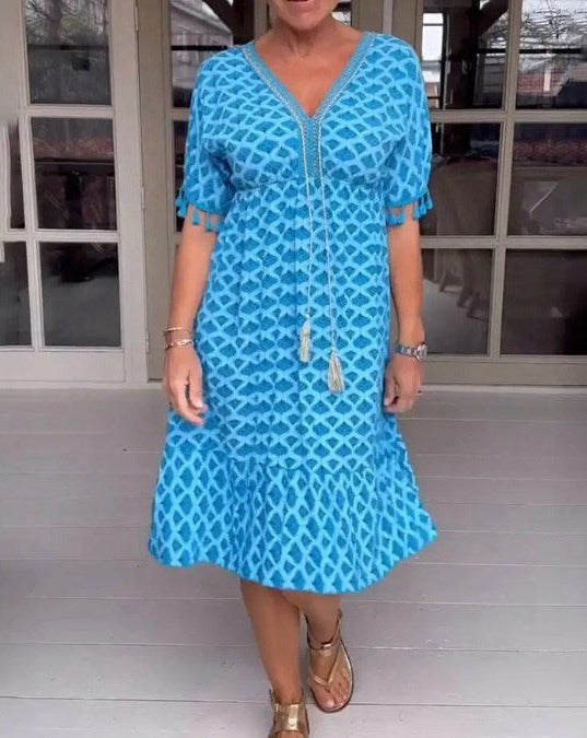 Ana | Comfortable Loose Fit V-Neck Midi Dress