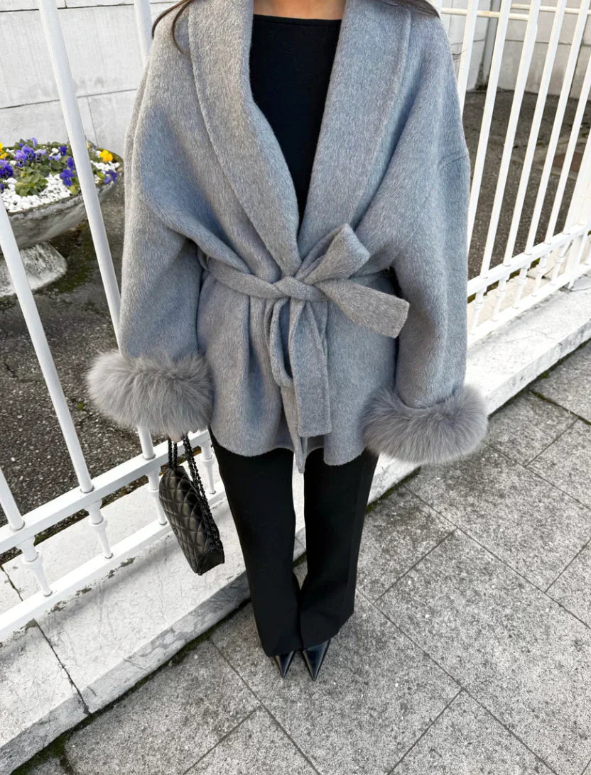 Melissa – Elegant Coat with Fur Details