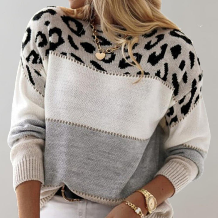Diane | Leopard Accent Knit Sweater