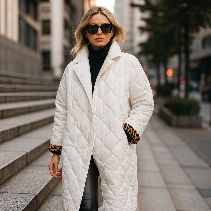 Ofira – Reversible quilted coat with leopard print lining