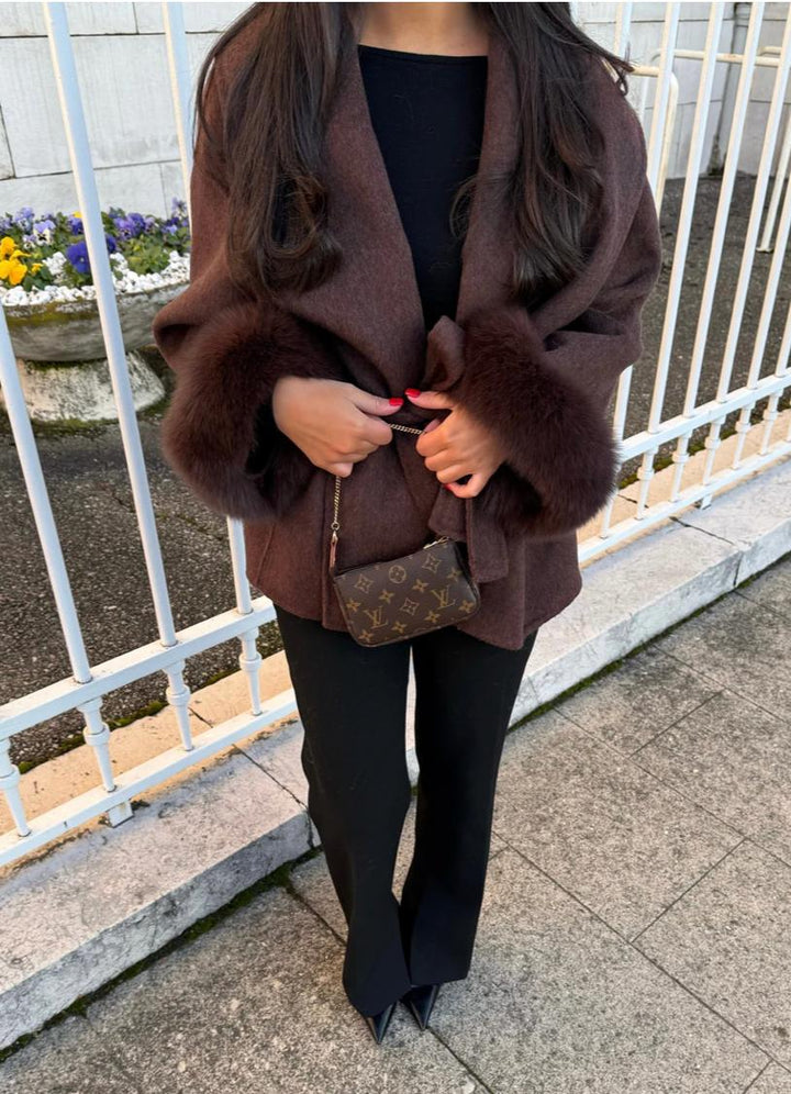 Melissa – Elegant Coat with Fur Details