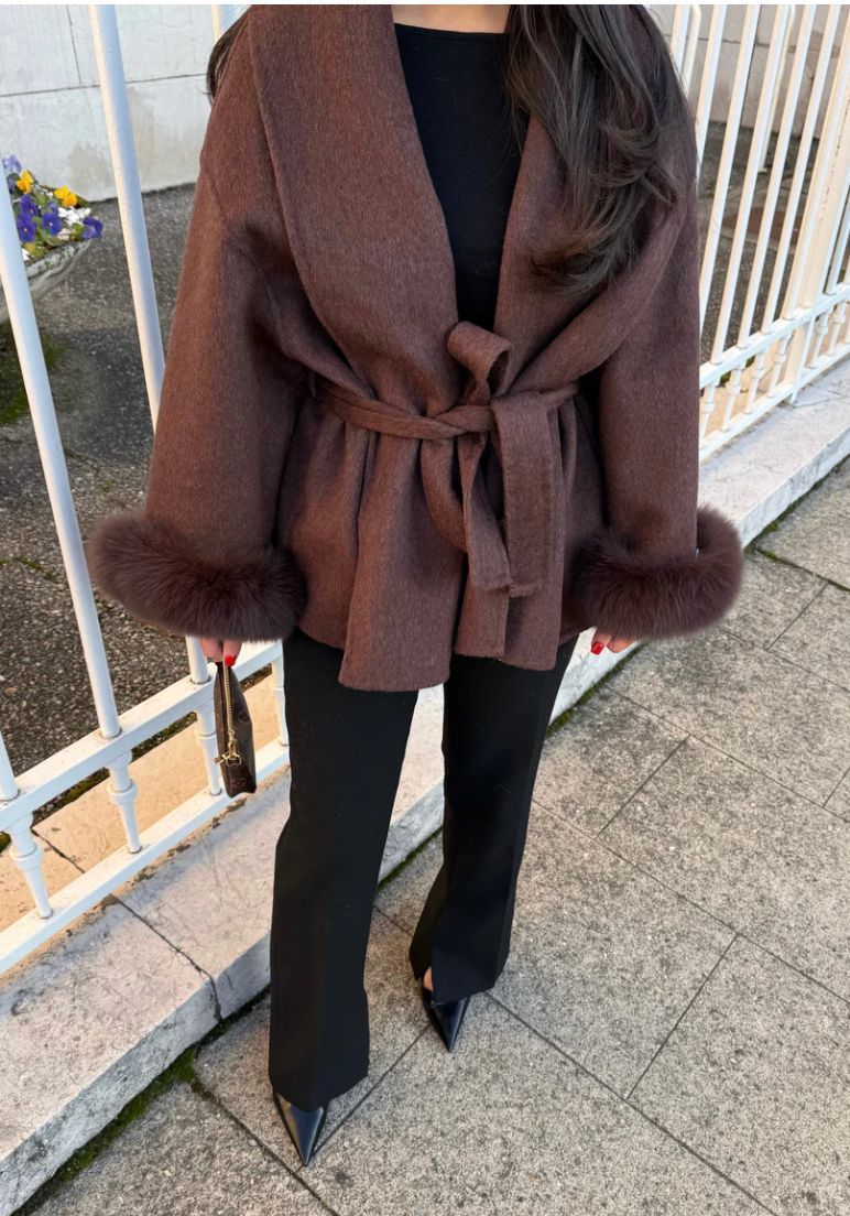Melissa – Elegant Coat with Fur Details