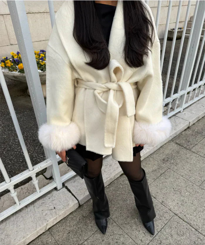 Melissa – Elegant Coat with Fur Details