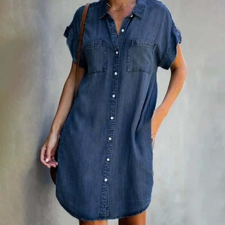 Helsa | Elegant Denim Dress with Tummy Coverage