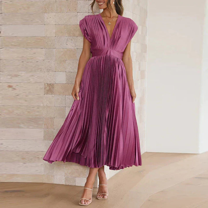 Haven | Maxi Dress with V-Neck and Pleats