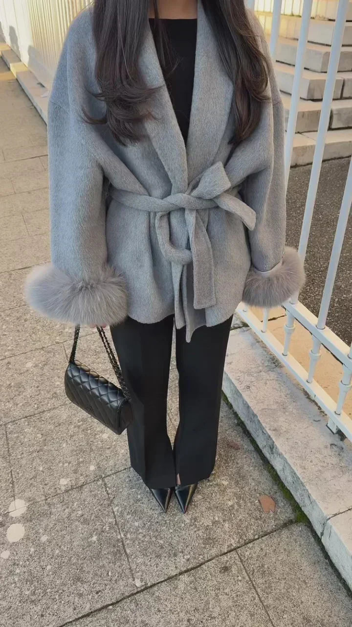 Melissa – Elegant Coat with Fur Details