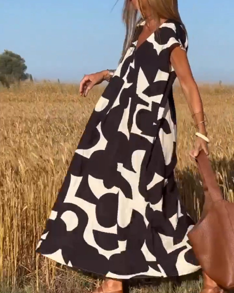 Carrie | Printed V-Neck Dress