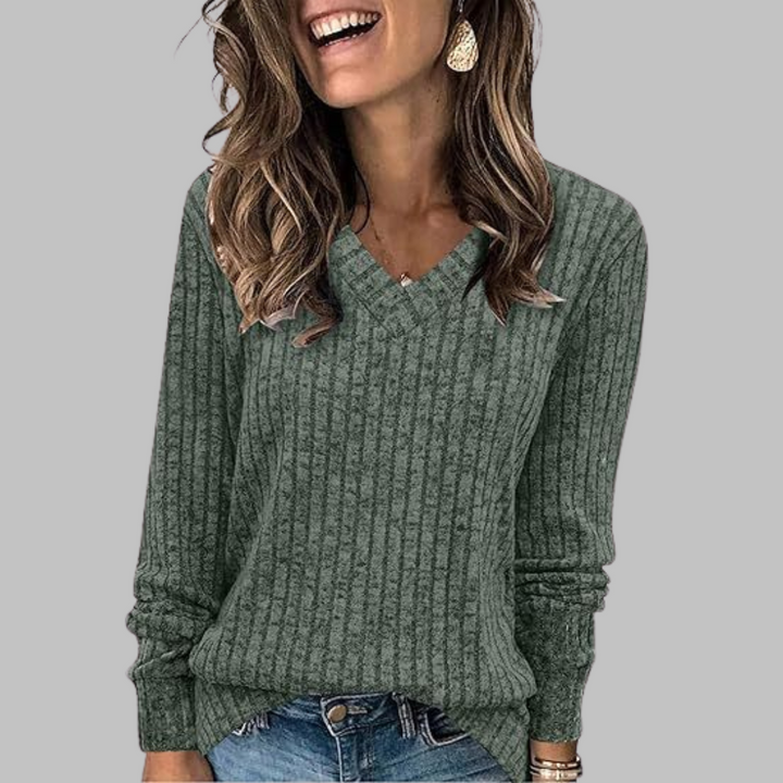 Maribel – Comfy V-Neck Long Sleeve Top