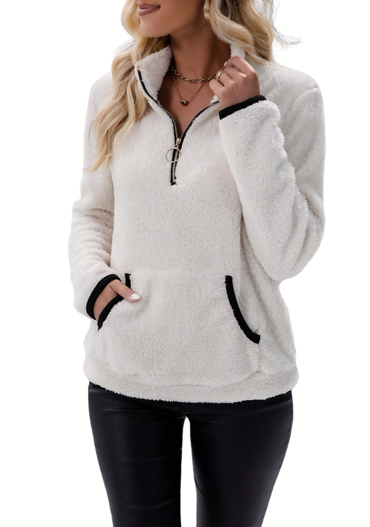 Rosely | Half Zip Borg Fleece Sweatshirt