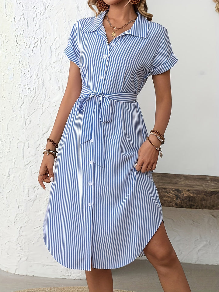 Delphine | Elegant Striped Dress