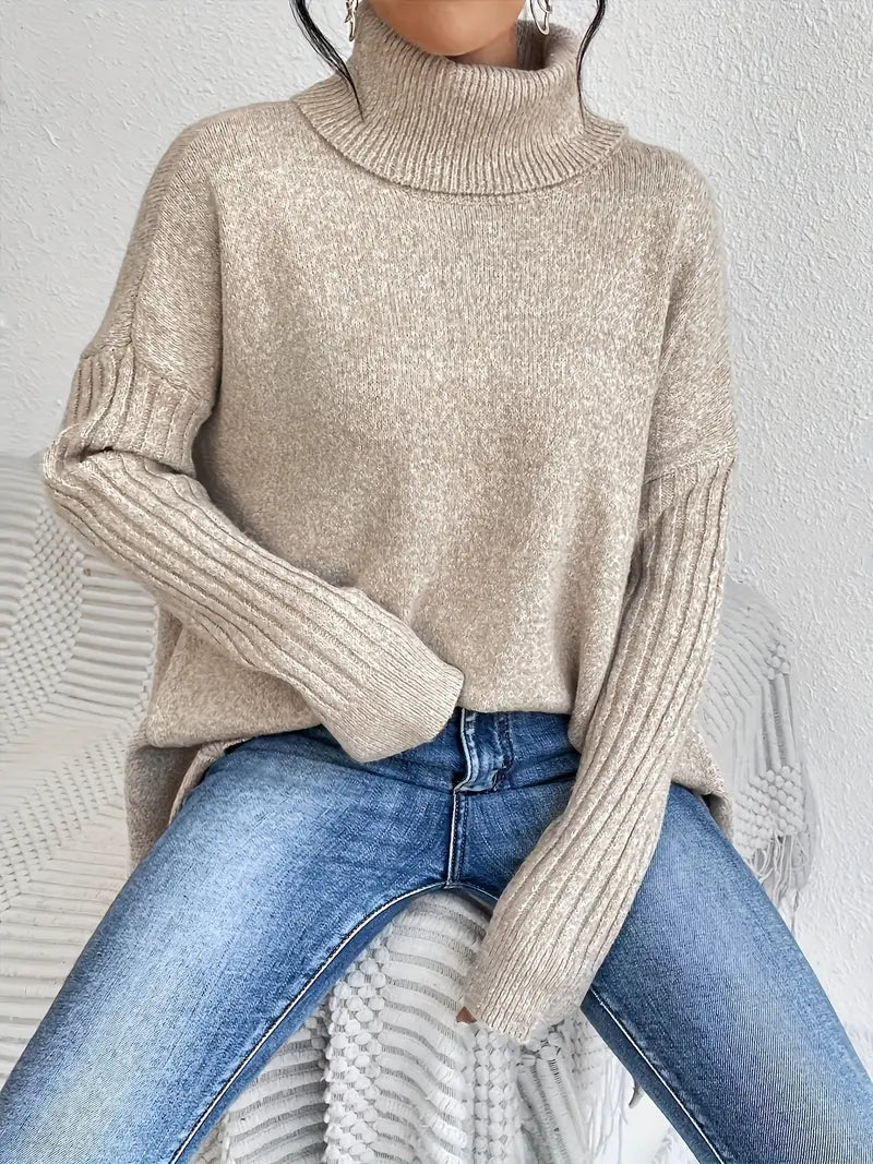 LAORA | Long Sleeve Sweater with High Collar