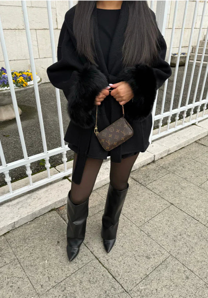 Melissa – Elegant Coat with Fur Details