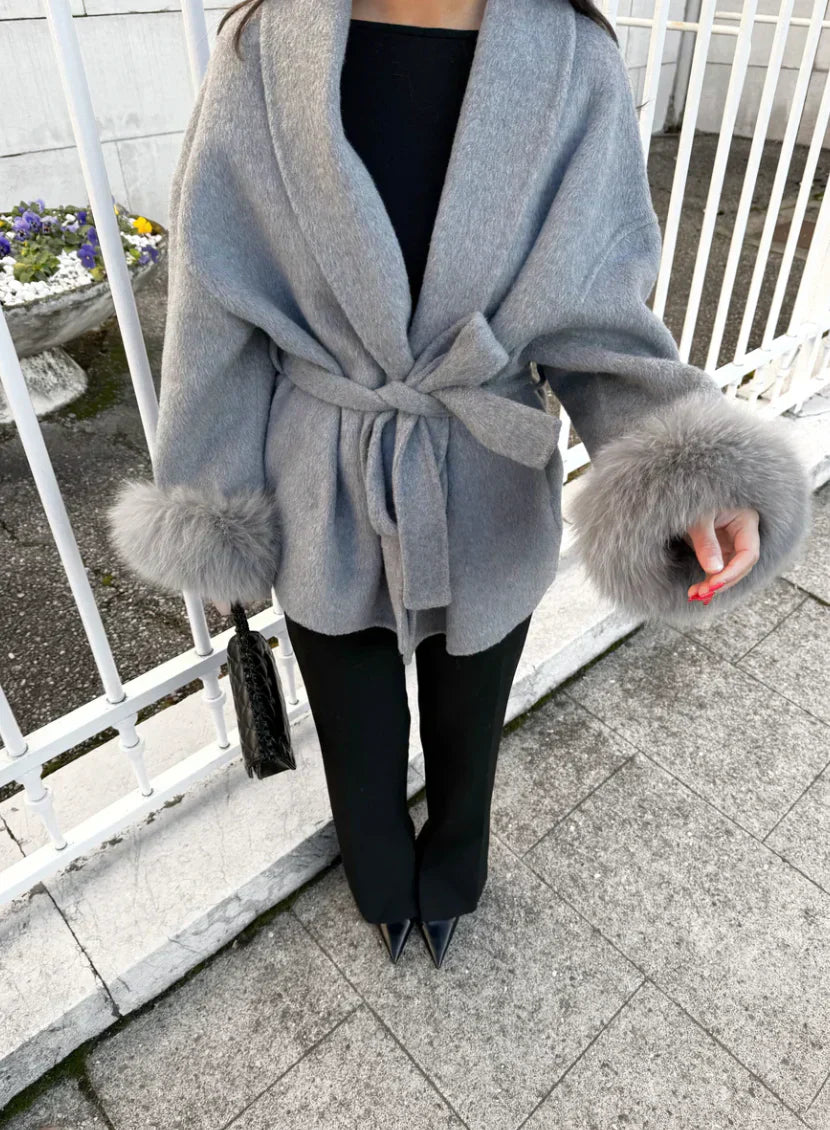 Melissa – Elegant Coat with Fur Details