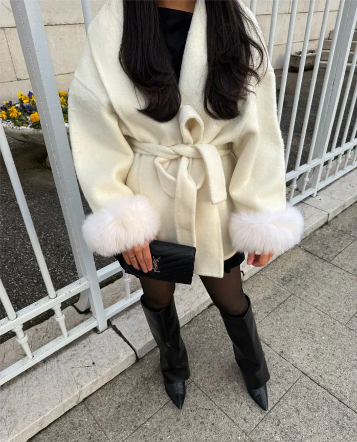 Melissa – Elegant Coat with Fur Details