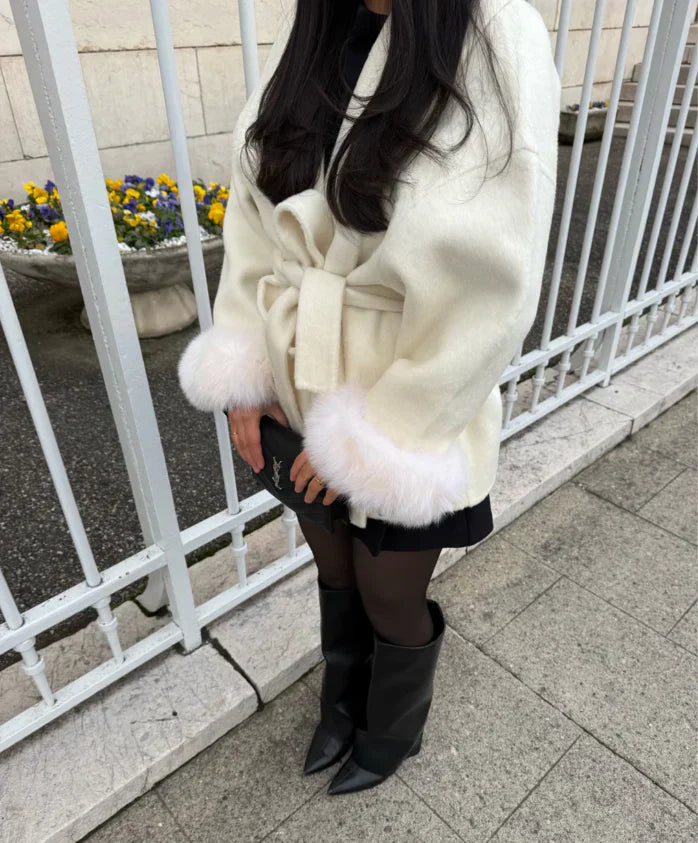 Melissa – Elegant Coat with Fur Details