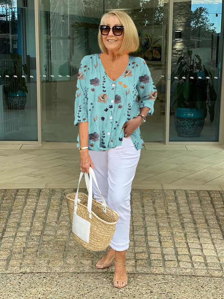 Edita | Cotton and Linen Floral Top