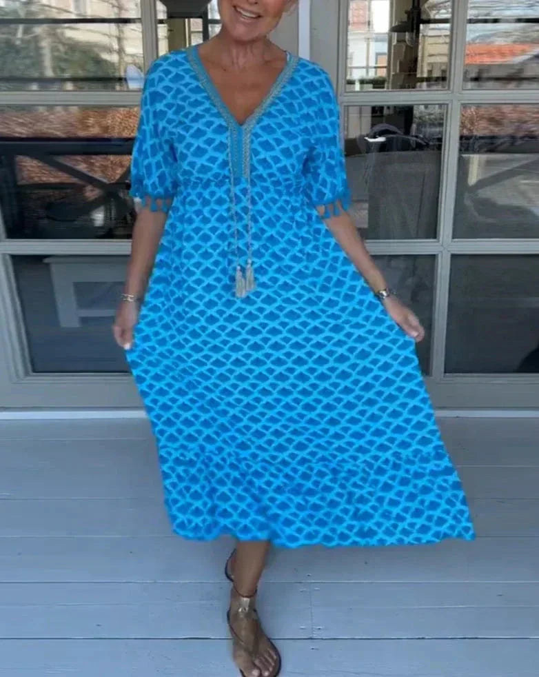 Ana | Comfortable Loose Fit V-Neck Midi Dress