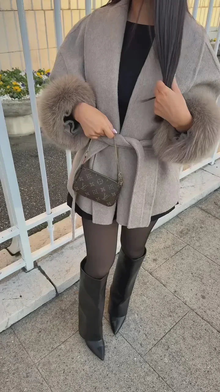 Melissa – Elegant Coat with Fur Details
