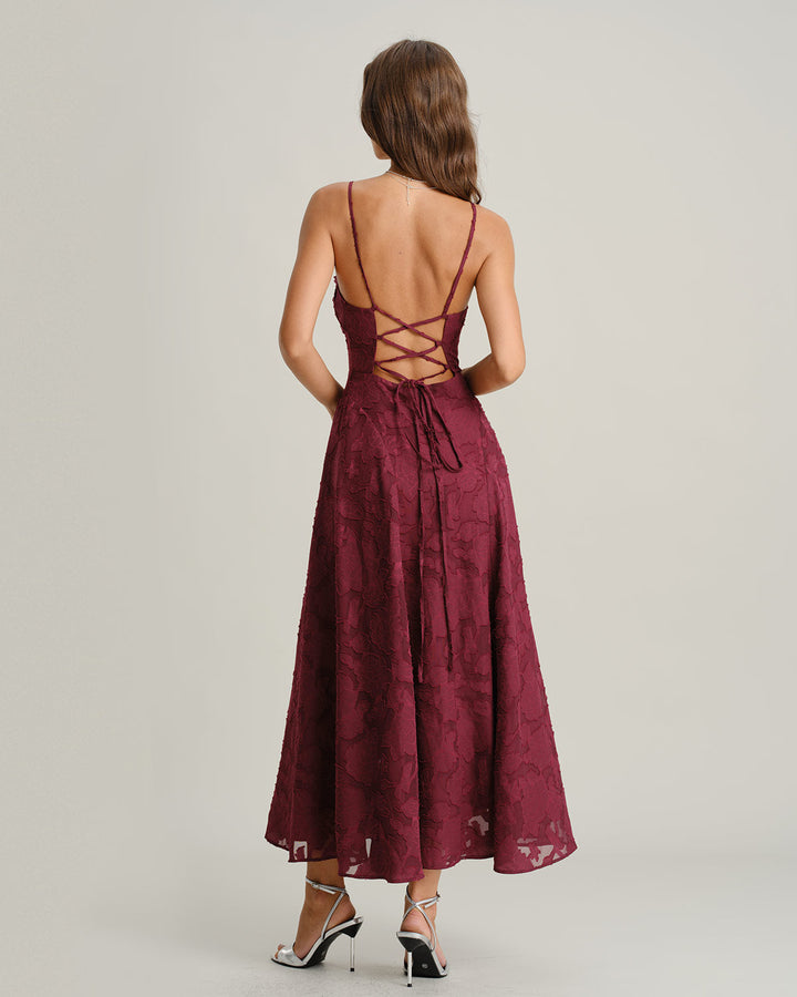 Vireya Dress | Scarlet elegance with every step